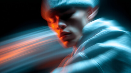 Fototapeta premium Mid-Movement Dancing Direct Flash Raw Nightlife Documentary Portrait