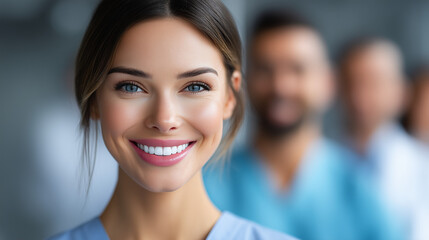 Fototapeta premium Diverse Healthcare Professionals Collective Strength Sector Confidence Editorial