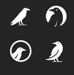 Obraz premium Raven Crow Bird Logo Icon Set - Modern Minimalist Design Collection