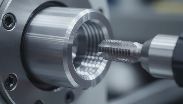 Industrial closeup of a roll tap machine forming internal threads within nut bodies highlighting smooth thread profile creation without metal removal.