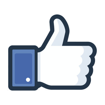 Vector of a blue and white thumbs-up symbol with a sleek design and gradient shading