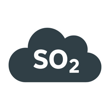 Dark gray vector cloud graphic with the chemical formula so2 in white text