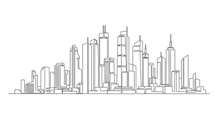 Obraz premium Minimalist hand drawn sketch of a modern city skyline.