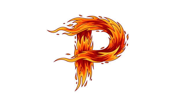 flaming letter D, fire flame alphabet, burning orange font