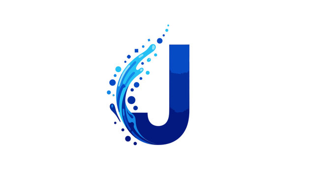 Blue water splash logo with stylized letter U design element