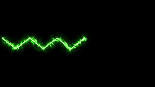 Energetic green zigzag line animation abstract energy motion background
