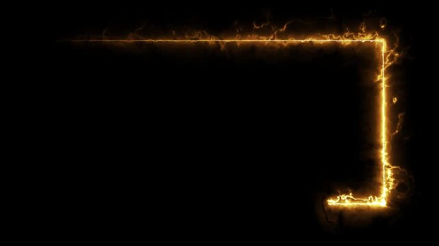 Fiery electric border frame animation dynamic energy effect fire flame lightning