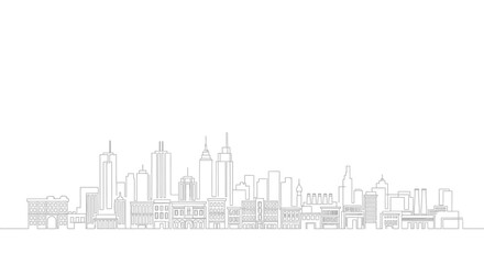 Minimalist continuous line drawing of Melbourne city skyline. © RohimanMan
