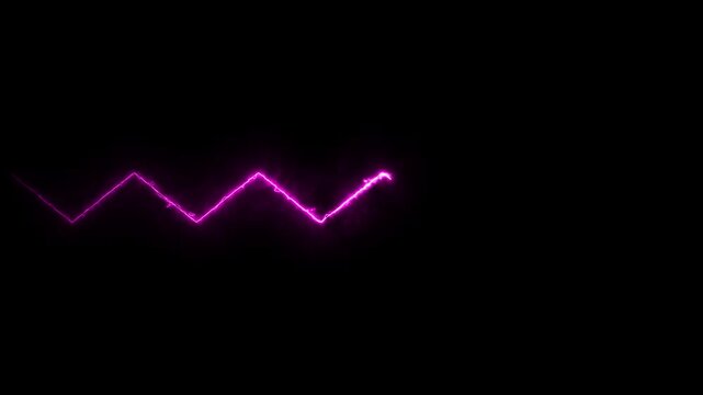 Neon pink zigzag energy line animation on black background, abstract motion