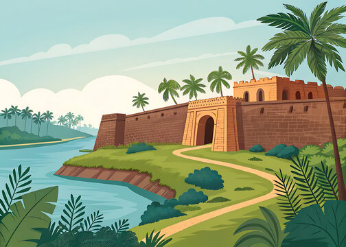 Bekal Fort Kerala vector