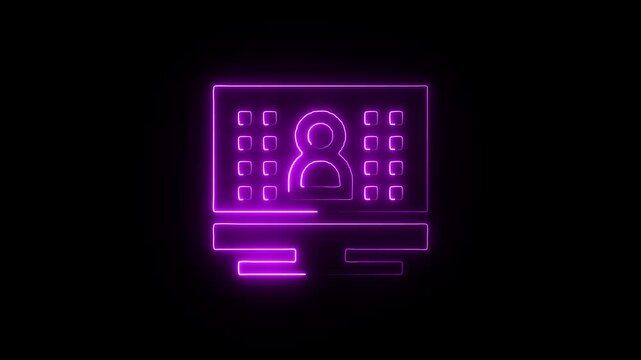 Neon glowing user profile icon digital identity account management and online personalization concepts