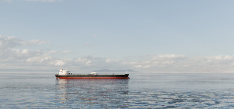 Cargo oil tanker at sea, global logistics and transportation