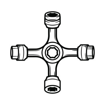 Four way pipe connector with threaded ends for plumbing