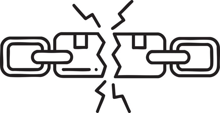 Broken chain link icon with disconnected connection security