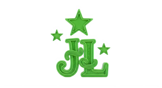 Green JL monogram with stars