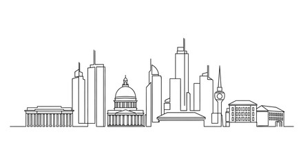 Fototapeta premium Continuous single line drawing of Sydney city skyline.