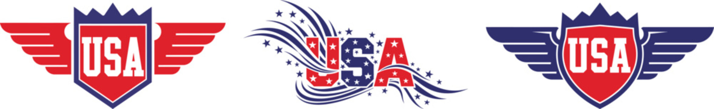 Usa ski snowboard logos patriotic designs for american winter sports