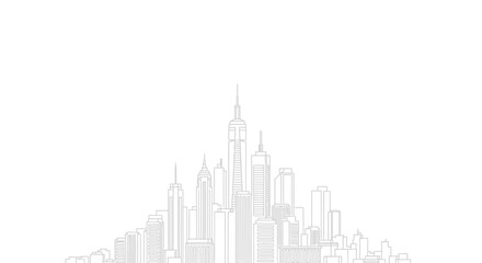 Fototapeta premium Minimalist outline illustration of a modern city skyline.
