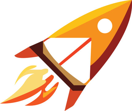 A rocket ship blasting off into the sky with flames coming out of its bottom