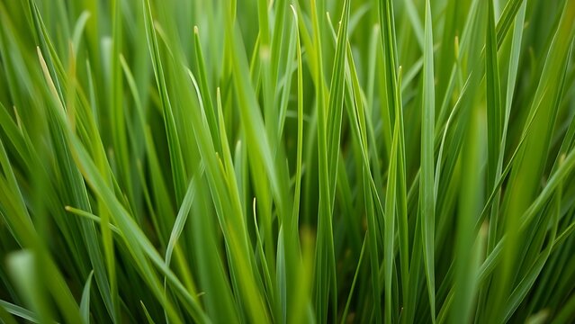 Close-up of slender ryegrass blades creating a dense pattern of green lines.