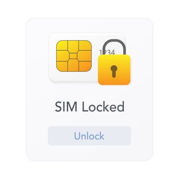 SIM locked status mobile interface screen. vector illustration