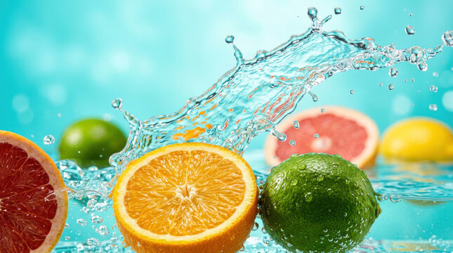 Citrus Fruits and Water Splash stock gigapixel