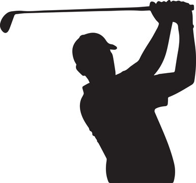A golfer in mid-swing with a golf club extended behind them