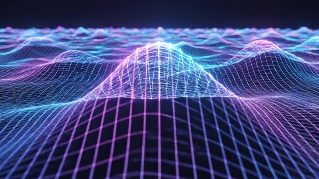 Abstract Digital Landscape: A vibrant digital landscape of interconnected lines creating an intriguing and modern representation of terrain, emitting a futuristic and technological essence.