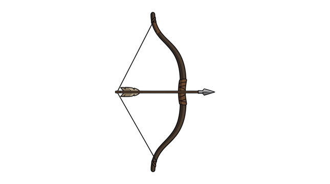 A traditional wooden recurve bow with an arrow nocked and ready for action.