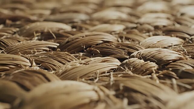 Close-up Macro Shot of Woven Natural Fiber Texture.