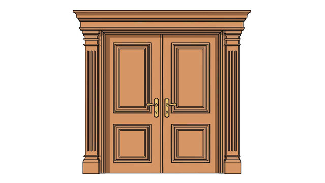 Ornate wooden double doors featuring classic paneling and decorative moldings, symbolizing elegant entrance, security, and traditional architectural design.