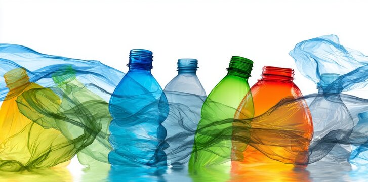 Plastic pollution&mdash;bottles, bags, and debris&mdash;sways in ocean currents underwater