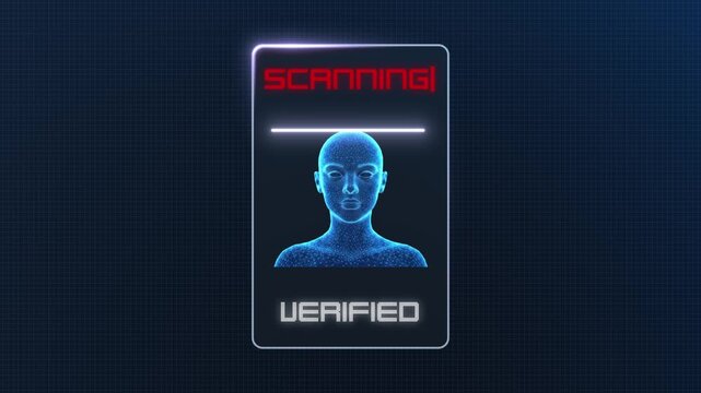 Human Face Biometric Identity Profile Payment Screen Lock User Verification Facial Recognition Cybersecurity AI Scan Animation 4K