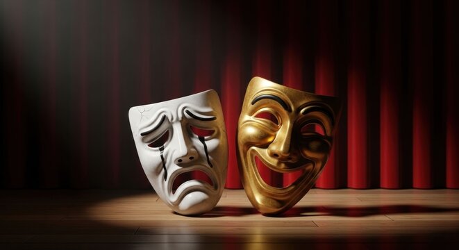 Dramatic contrast Theater masks of comedy and tragedy.