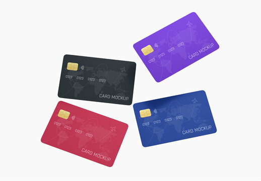 Colorful Credit Card Mockup Set