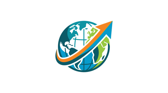 Global Growth Arrow and Planet Logo