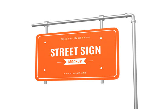 Street Sign Mockup on White Background