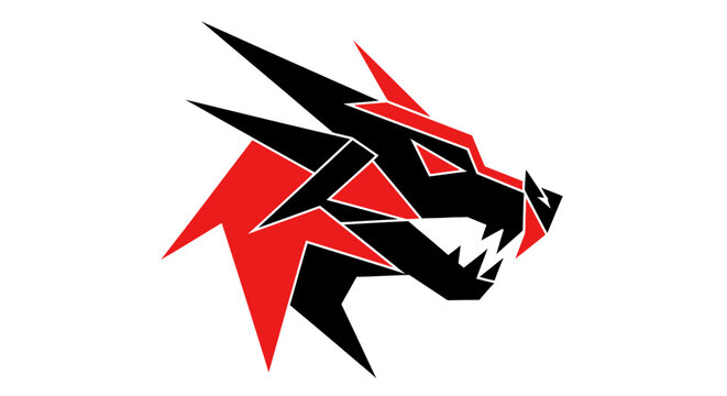 Geometric Dragon Head Graphic: A Bold and Dynamic Logo Design for Branding