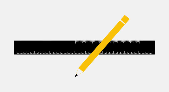 Graphic illustration of a ruler and pencil, perfect for design and measurement concepts