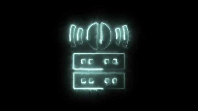 Mysterious neon glyphs and digital code an abstract technological display with glowing lines and rectangles