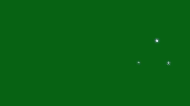 2D Glittering particle trails for video transition or wipe effect. glitter star explosion, shining star line animation, magic FX, glitter particles light trail on green background. 4k video