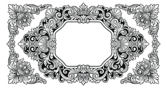 Elegant ornate decorative frame with intricate floral scrollwork and filigree details, perfect for formal invitations and certificates vector design