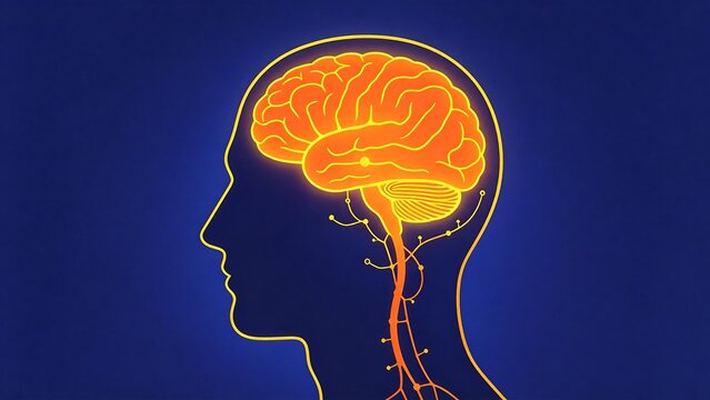 Human brain and nervous system illustration