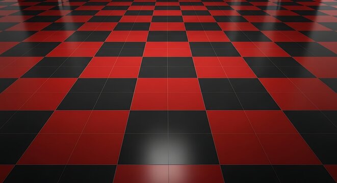 Red and Black Checkered Floor Perspective.