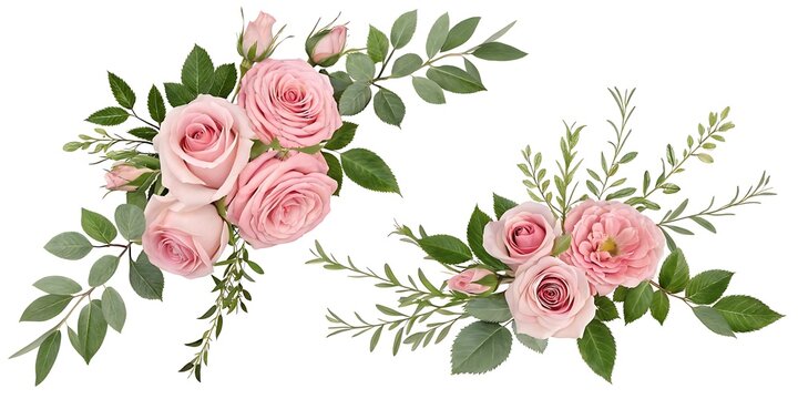 Two floral swags with pink roses and green leaves floral swag flower arrangement