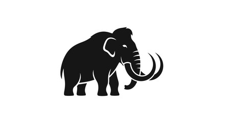 Obraz premium Black silhouette of a mammoth standing.