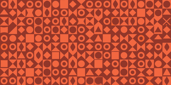 Abstract geometric pattern with repeating shapes in shades of orange