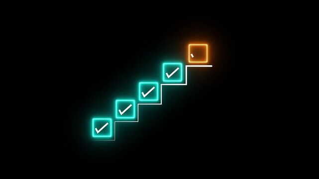 Checklist and task progress tracking concept on transparent background. Productivity, goal setting, and efficient project management. Motion graphics of progress icons. 4k video animation.