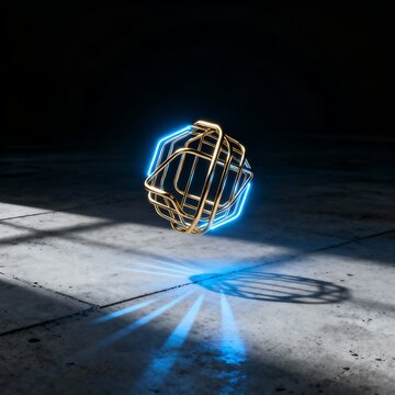 Golden Circuitry on Concrete: A Metallic Futuristic Vision