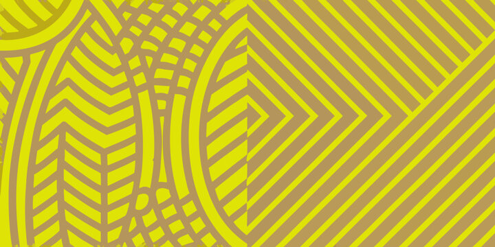 Abstract yellow geometric pattern with tire track and linear designs